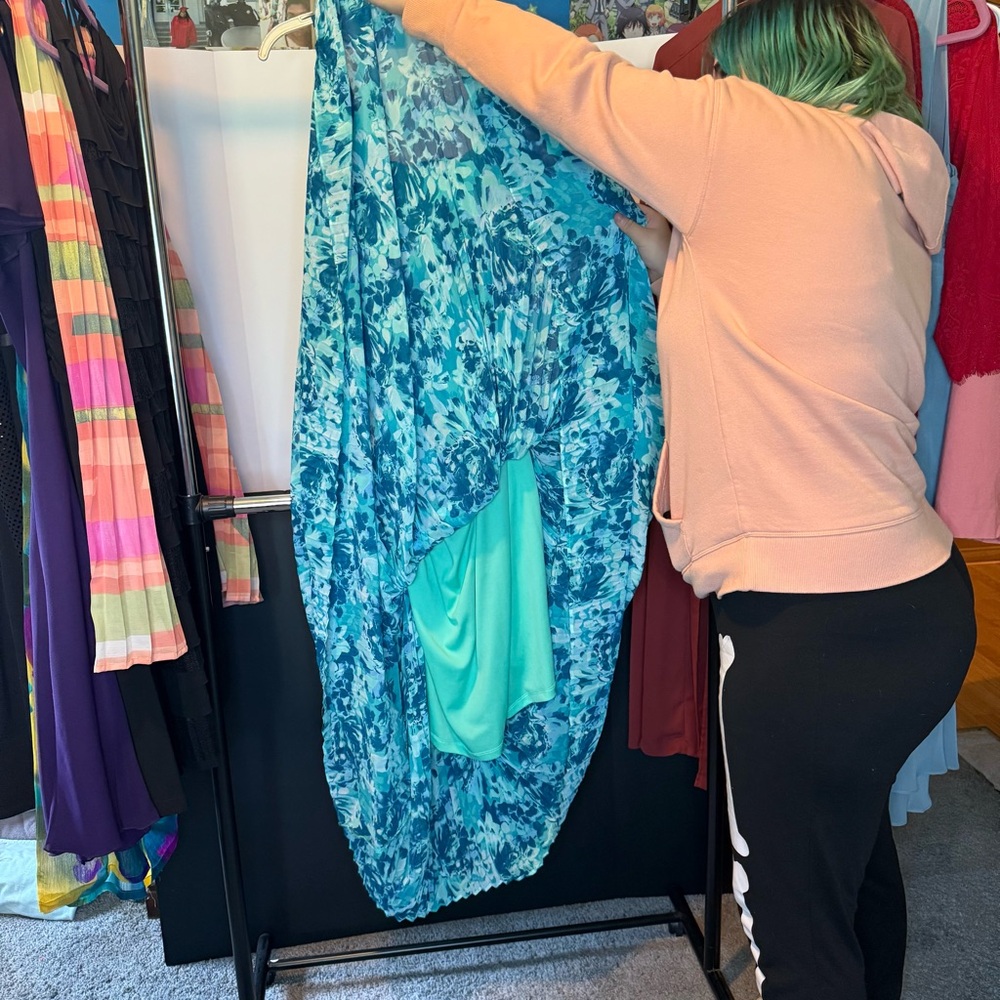 NWT Lane Bryant size 22/24 Peated Teal/ Turquoise Patterned Maxi Dress - Picture 6 of 6